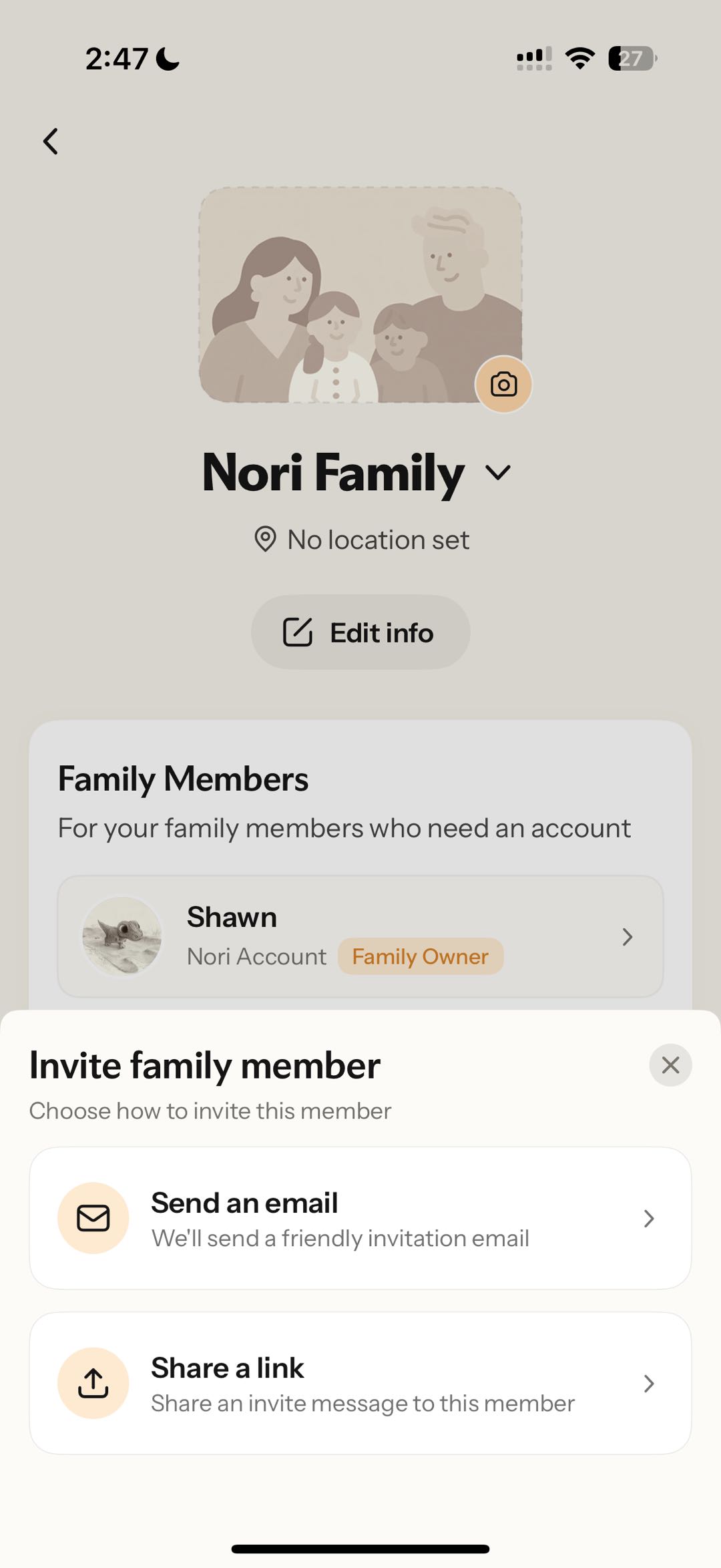 Nori2:47Wi - Fi“Nori Family”“”“”“”Shawn“”“”“”